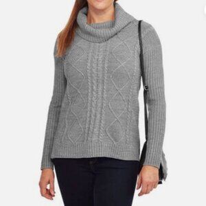 Faded Glory Cable Knit Cowl Neck Sweater Womens Large Gray